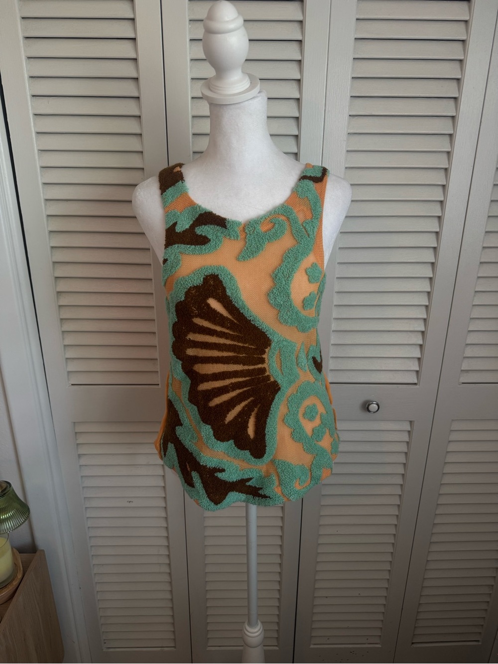 Free People Patterned Shell-Print Tank Top - Brown/Tan/Teal